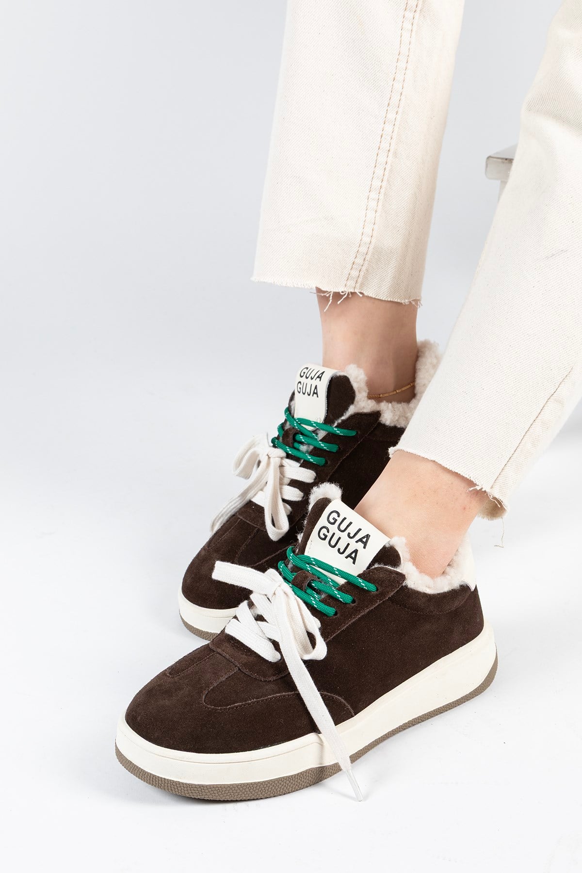 Kadın İthal Sneaker Kahve Ortopedik Tabanlı Günlük Spor Ayakkabı