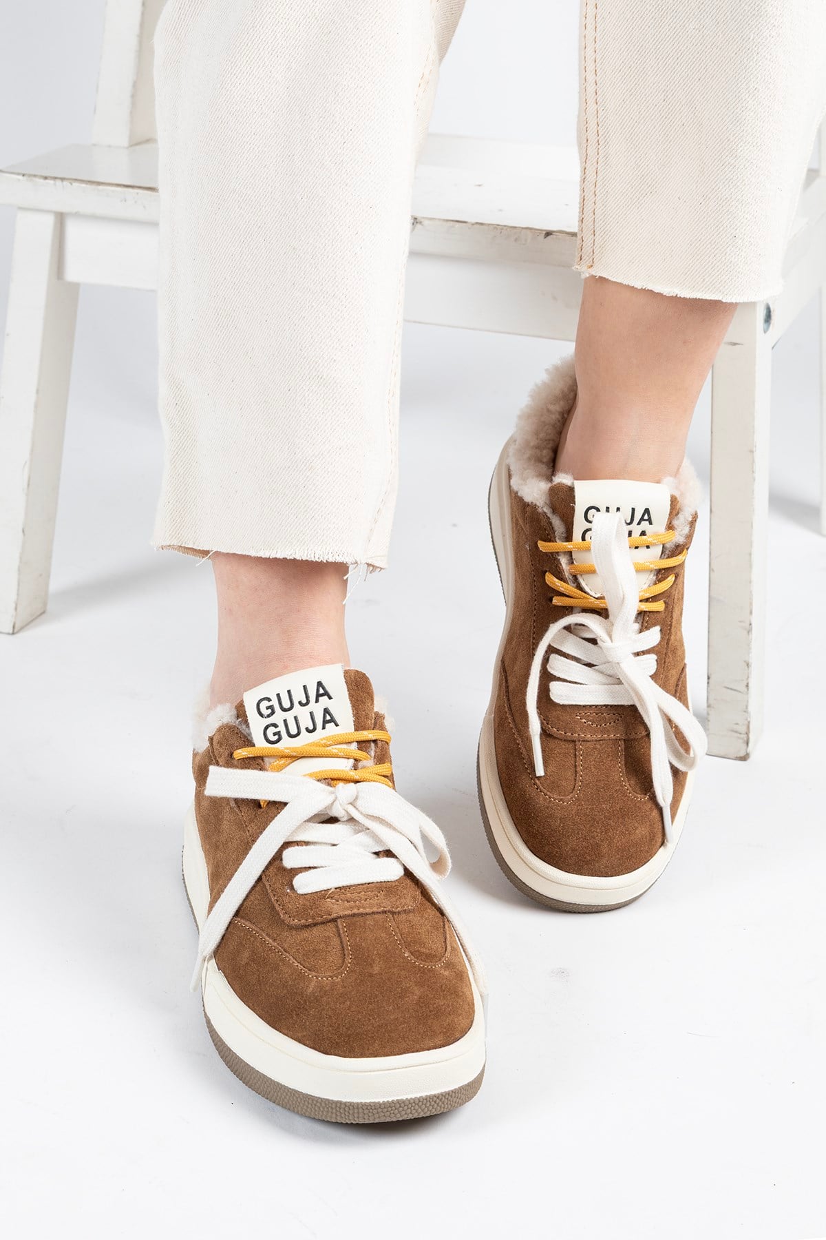 Kadın İthal Sneaker Camel Ortopedik Tabanlı Günlük Spor Ayakkabı