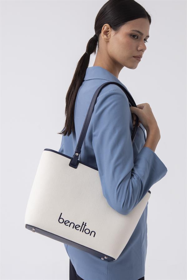 Benetton Kadın Kol Çanta | Bej Lacivert