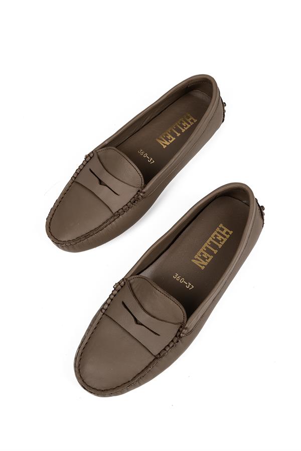 Kadın Vizon Hakiki Deri Esnek Taban Loafer Ayakkabı