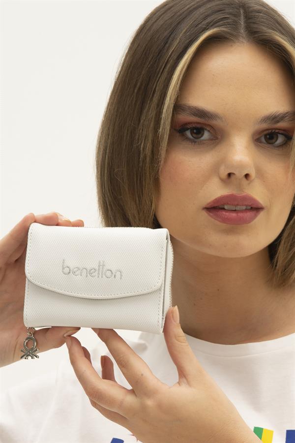 Benetton Cüzdan | Beyaz Açık Gri
