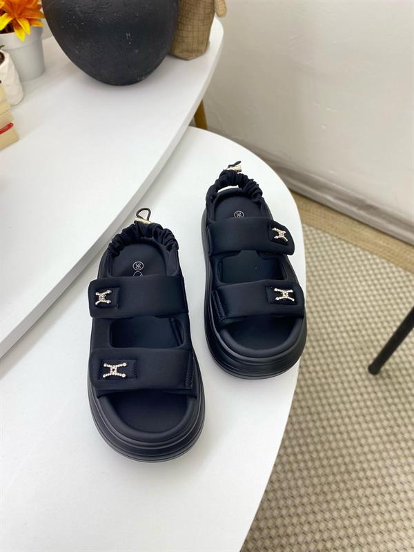  Kadın İthal Düz Sandalet | Siyah