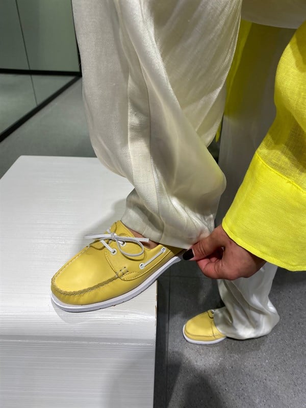 Kadın Deri Loafer Ayakkabı | Sarı 