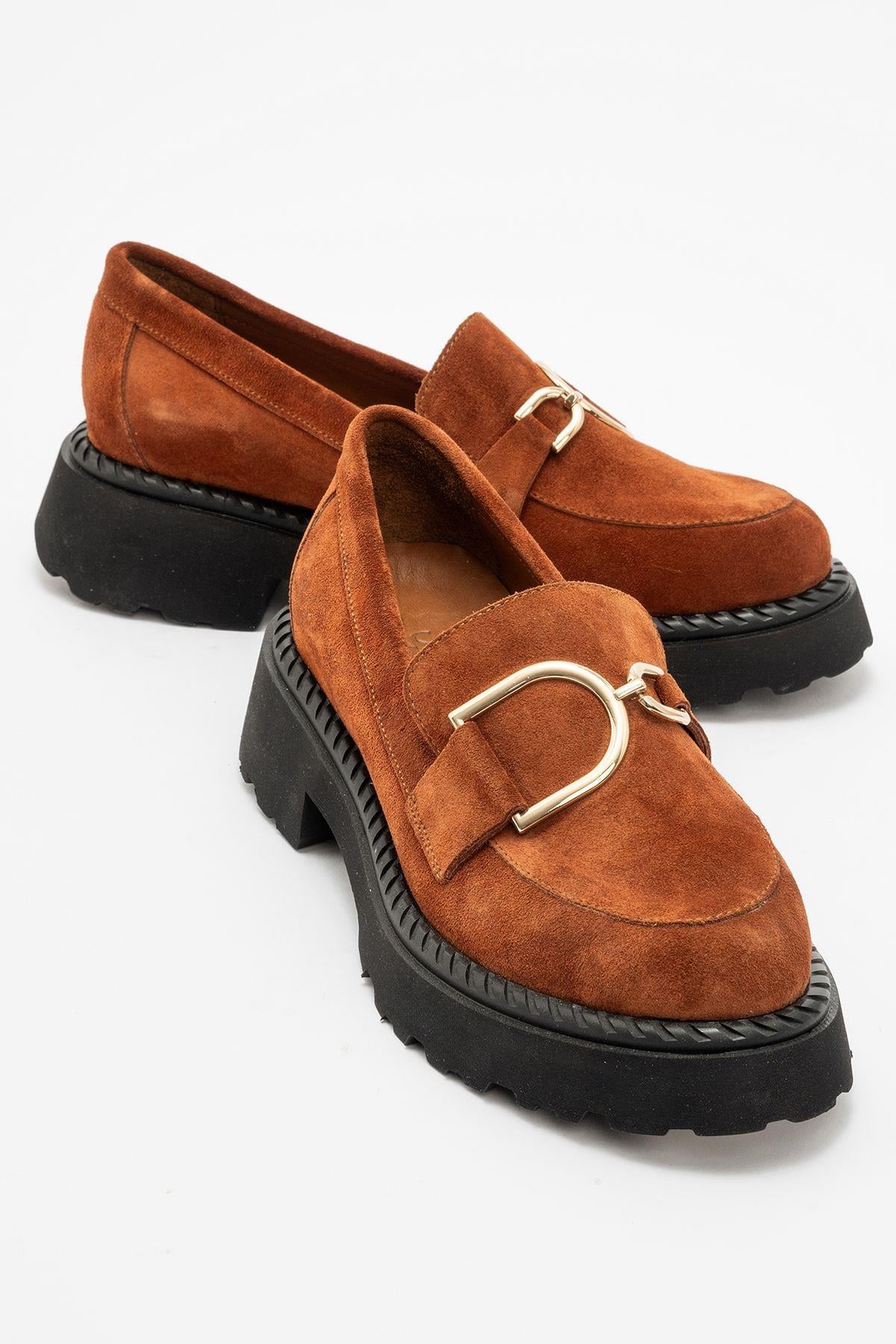 Kadın Deri Loafer Ayakkabı | TABA SÜET