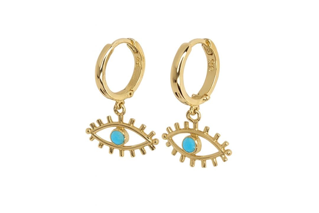 Elera KüpeMavi Taşlı Göz Küpe I Lim Kuyumculuk