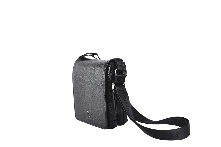 Erkek Siyah Deri Omuz Çantası