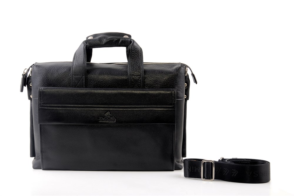 Siyah Askılı Hakik Deri Evrak Çantası