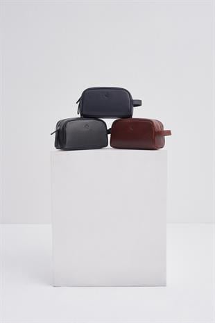 Lacivert Deri Erkek Bakım Çantası -2