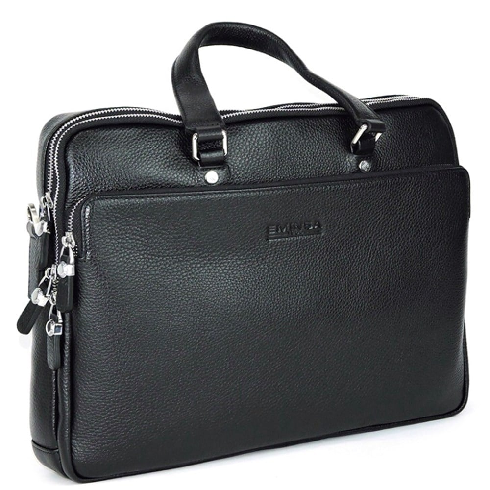 Siyah Deri Evrak&Laptop Çantası