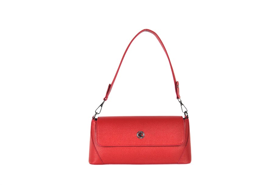 Kadın Kırmızı Hakiki Deri Baget Çanta