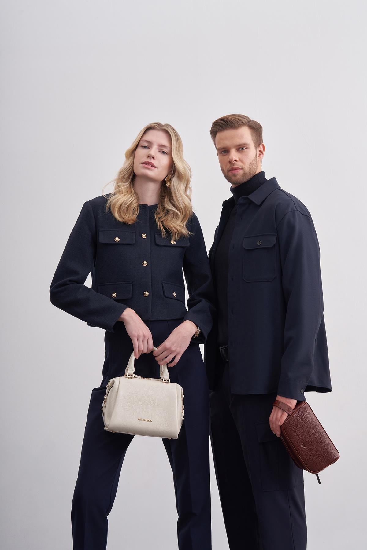 Kadın Krem Hakiki Deri Omuz Çantası 40352