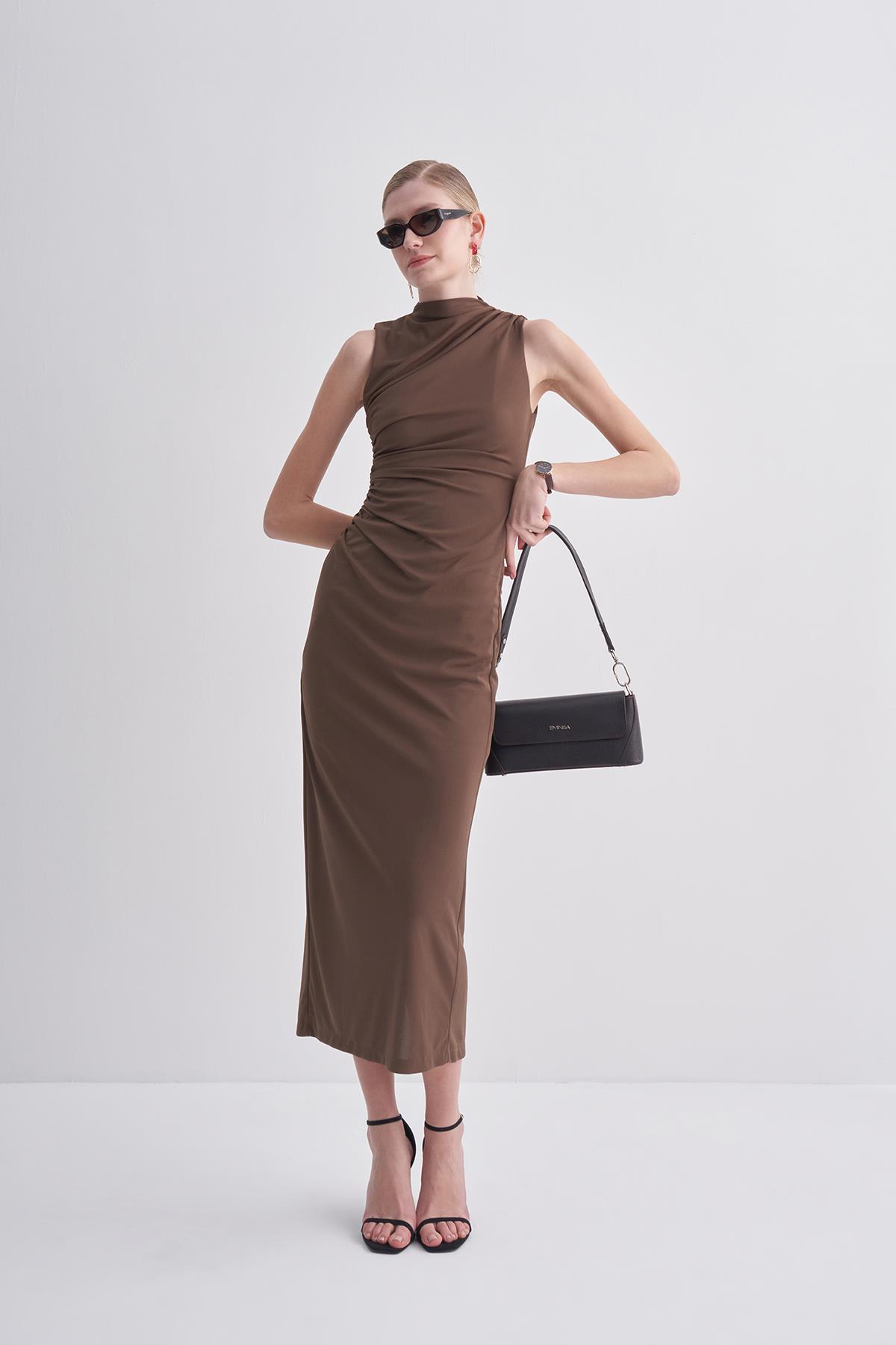 Kahverengi Hakiki Deri Kadın Baget Çanta