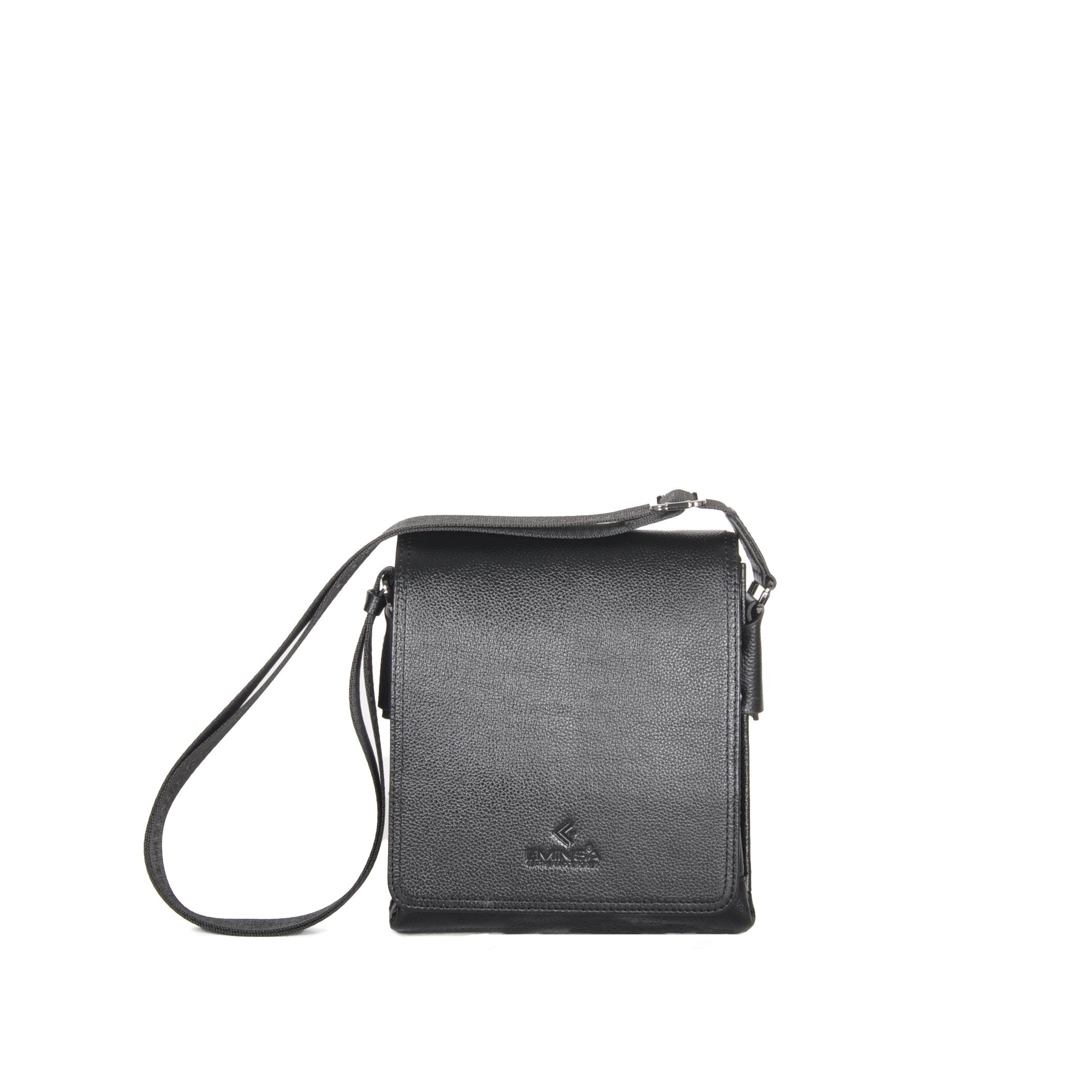 Erkek Siyah Hakiki Deri Omuz Çantası