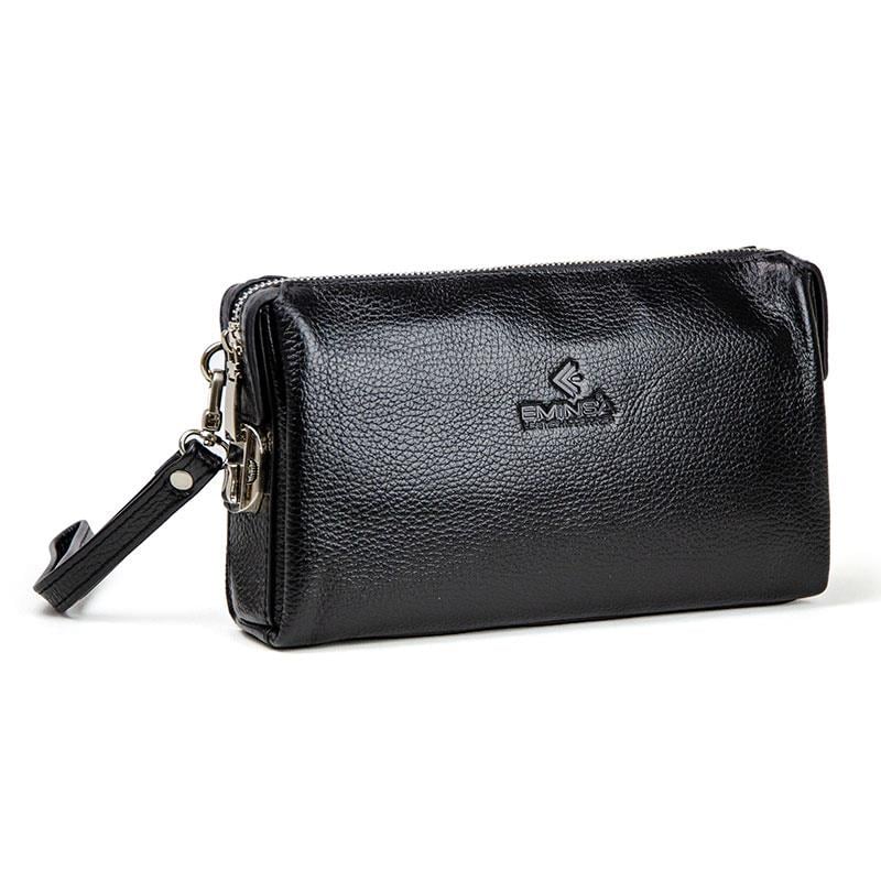 Erkek Siyah Hakiki Deri Şifreli El Çantası