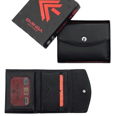 Siyah Renk Mini Deri Cüzdan