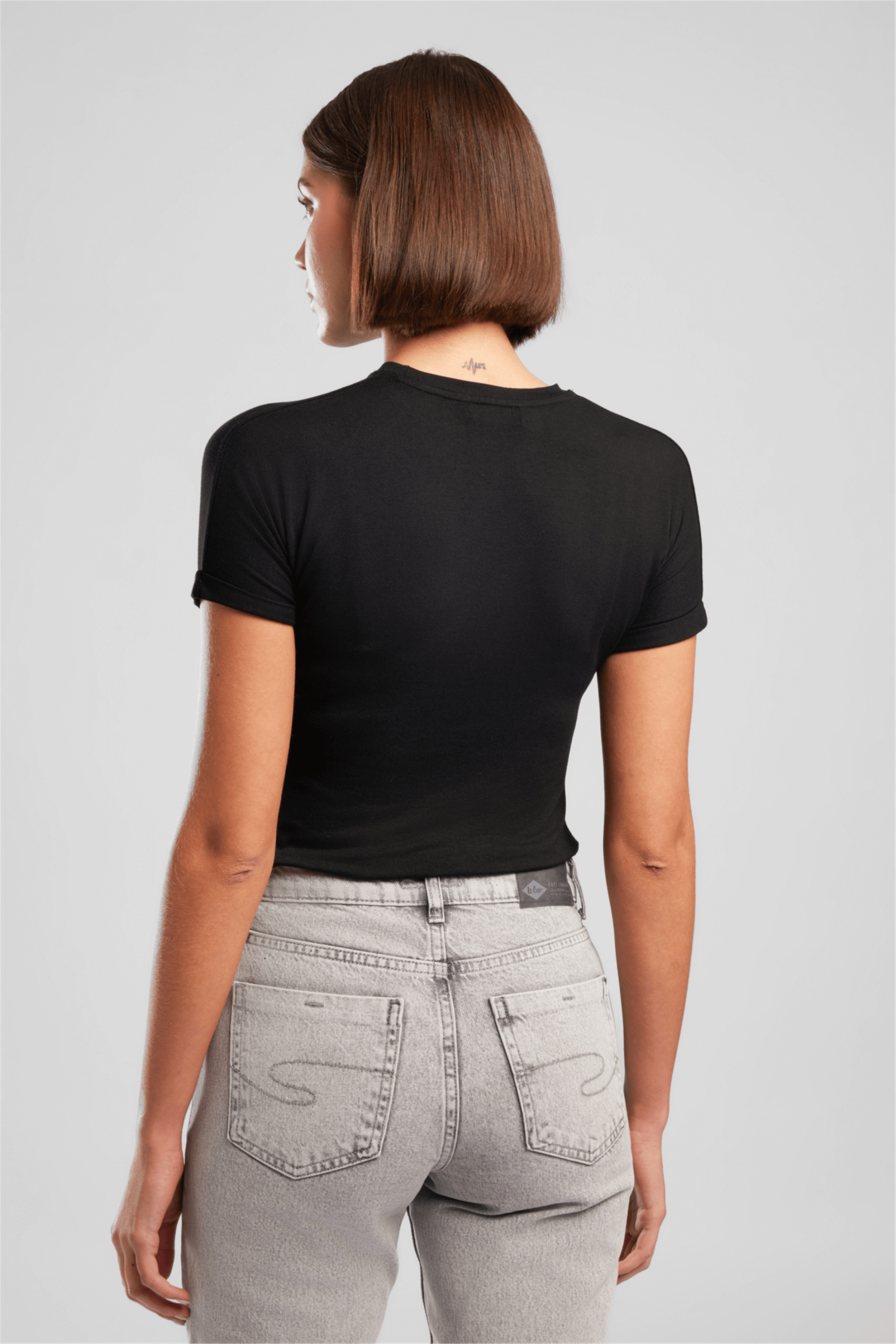 Abel Kadın Basic Bisiklet Yaka T-Shirt Siyah