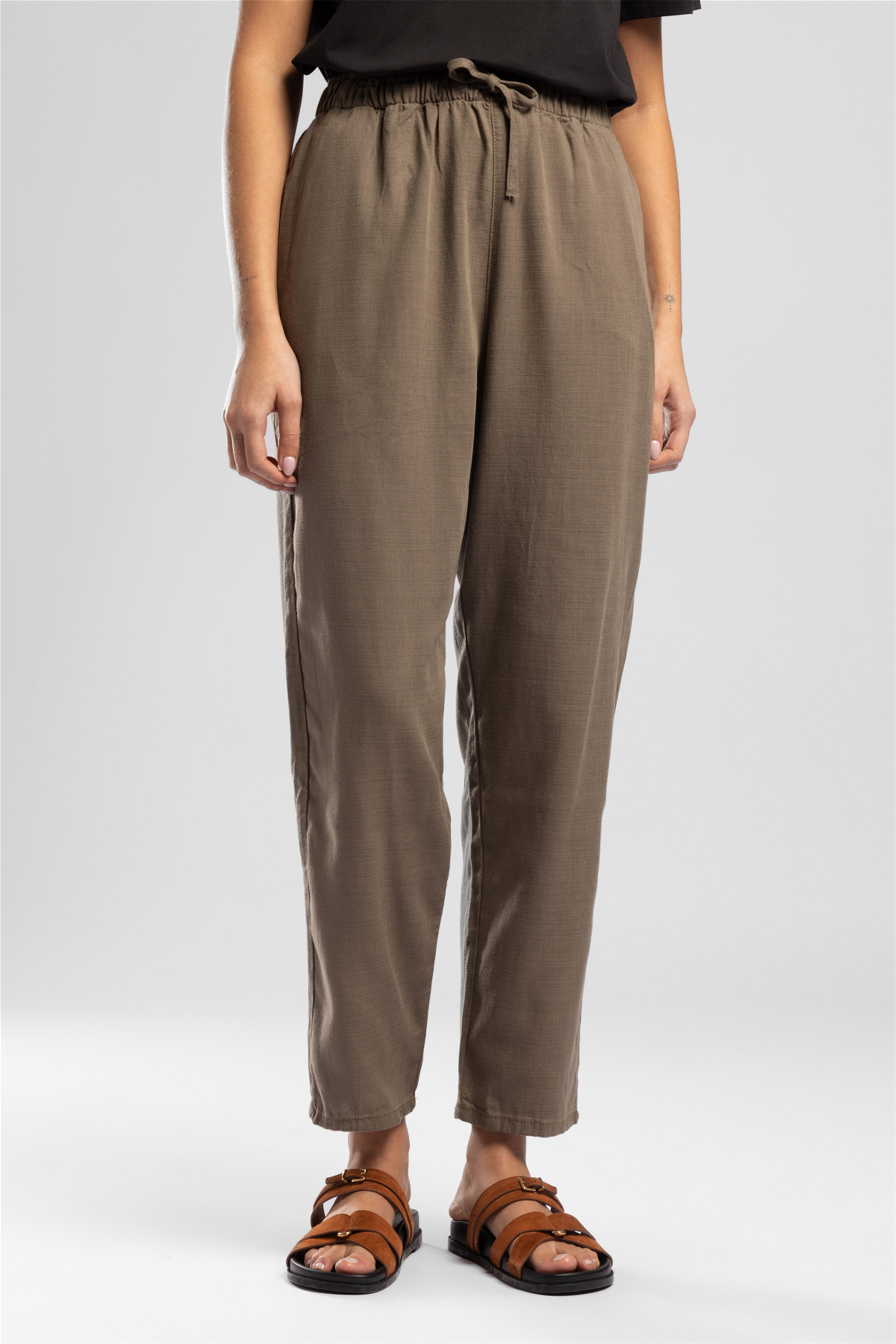 Alberta Kadın Tapered Fit Pamuklu Pantolon Vizon