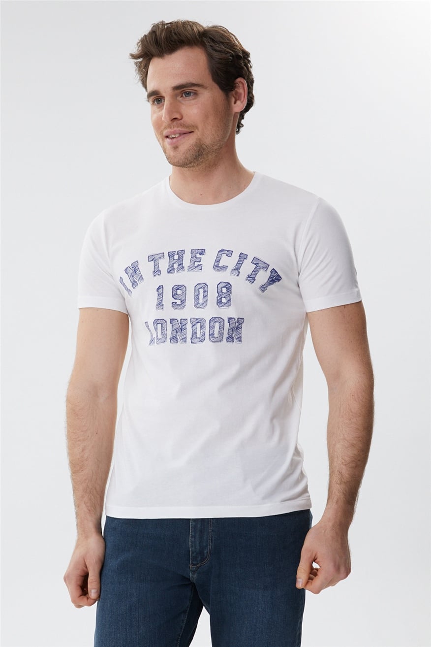 Allen Erkek O Yaka T-Shirt Off White