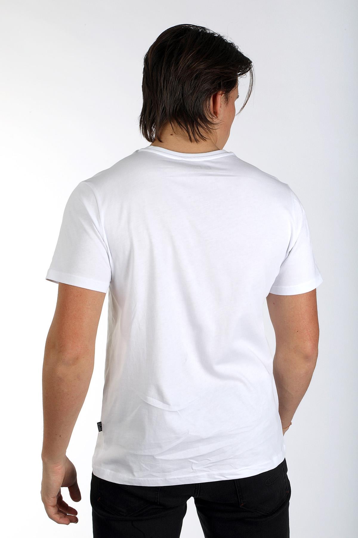 Alvin Erkek %100 Pamuk O Yaka T-Shirt Beyaz