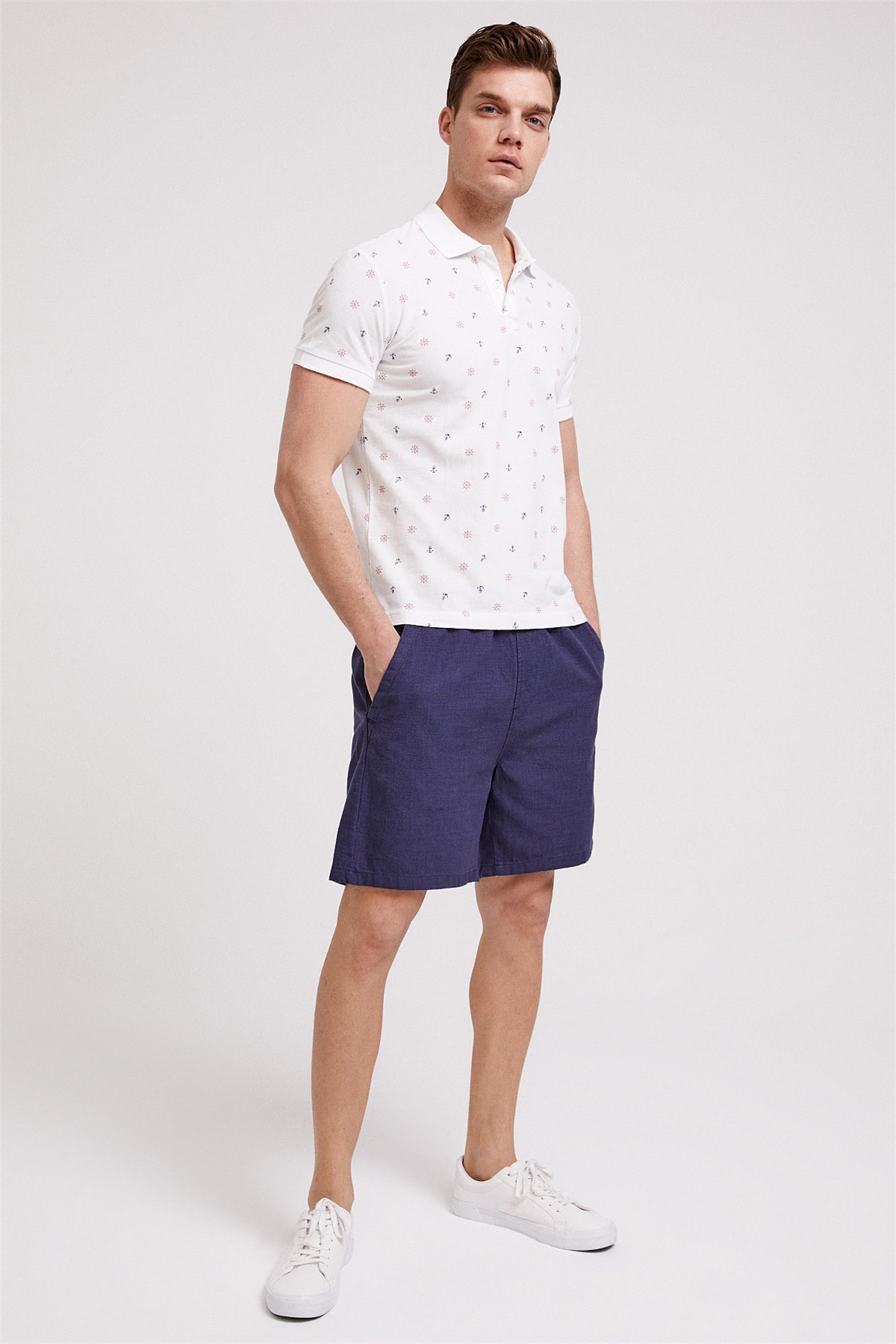 ANCHORS ERKEK BASKILI PİKE POLO YAKA T-SHIRT
