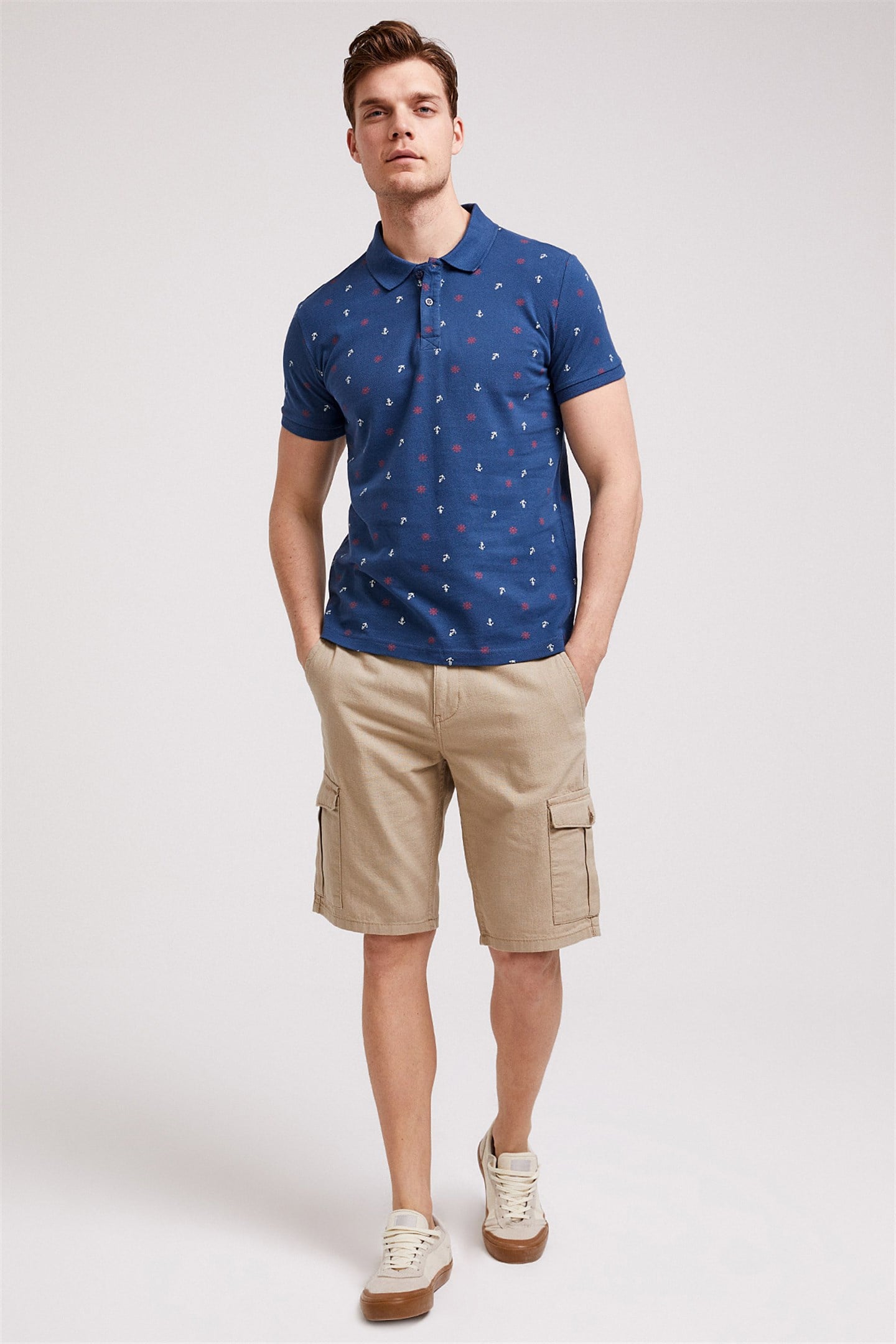 ANCHORS ERKEK BASKILI PİKE POLO YAKA T-SHIRT