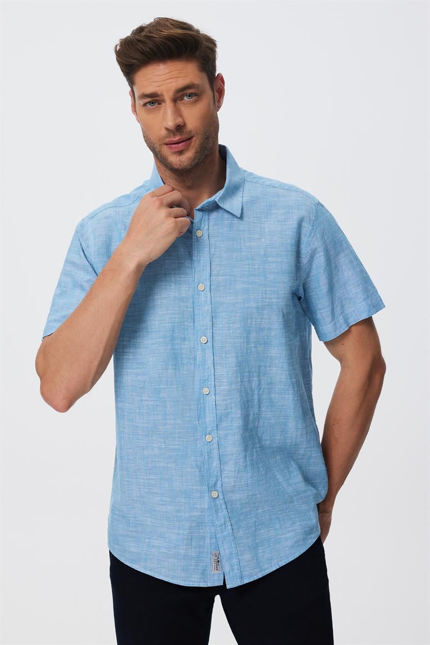 Andre Erkek Dokuma Gömlek Mavi
