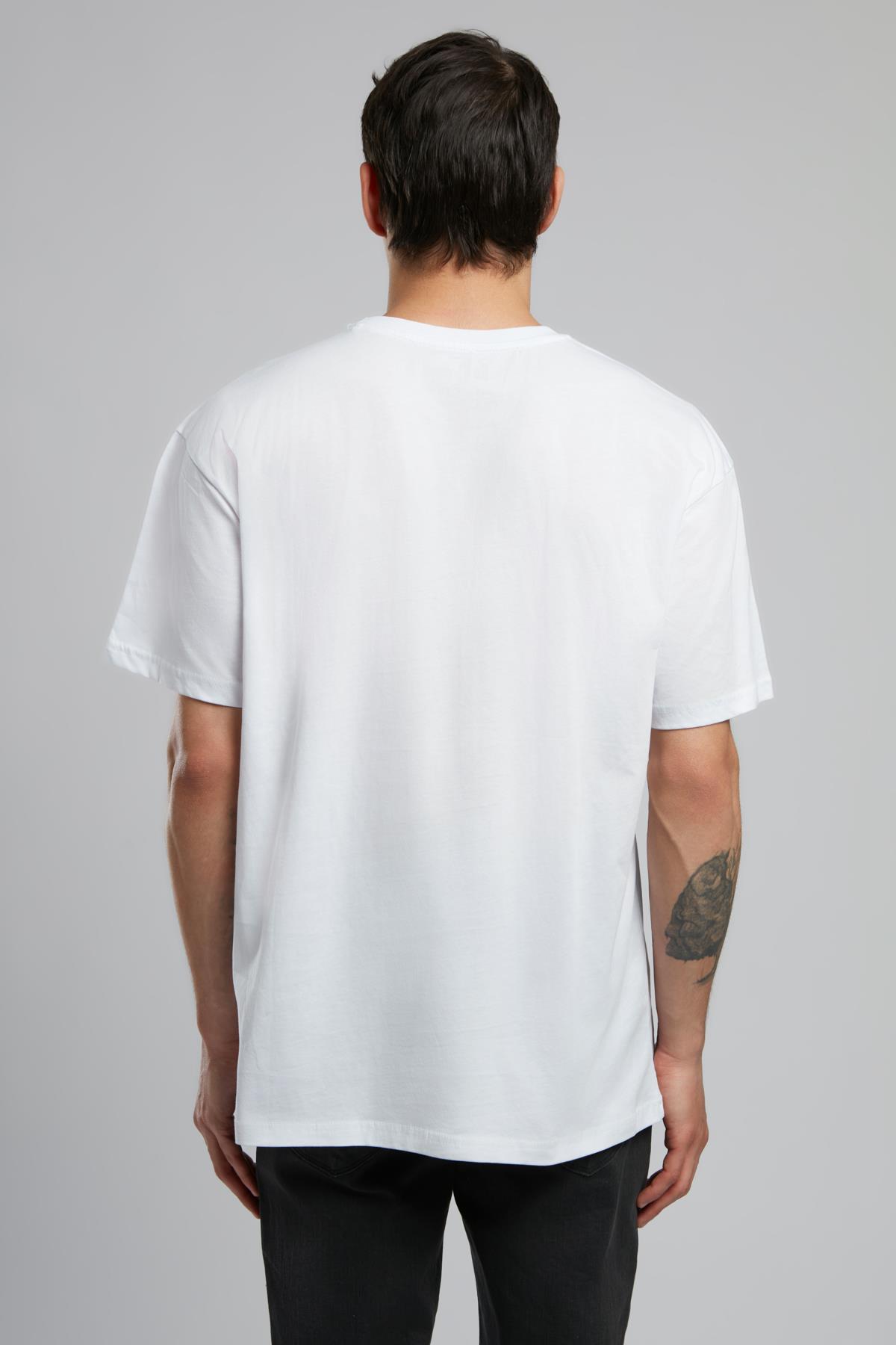 Andrea Erkek %100 Pamuk O Yaka T-Shirt Beyaz