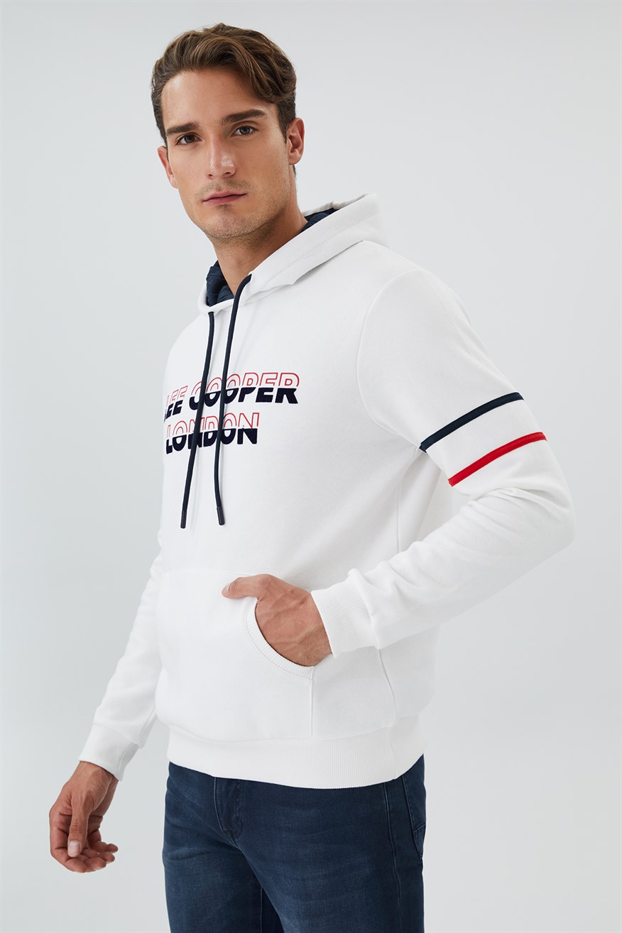 Athel Erkek Kapüşonlu Sweatshırt Off Whıte