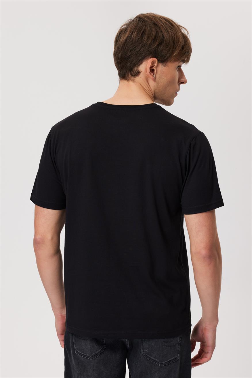 Authen Erkek %100 Pamuk O Yaka T-Shirt Siyah