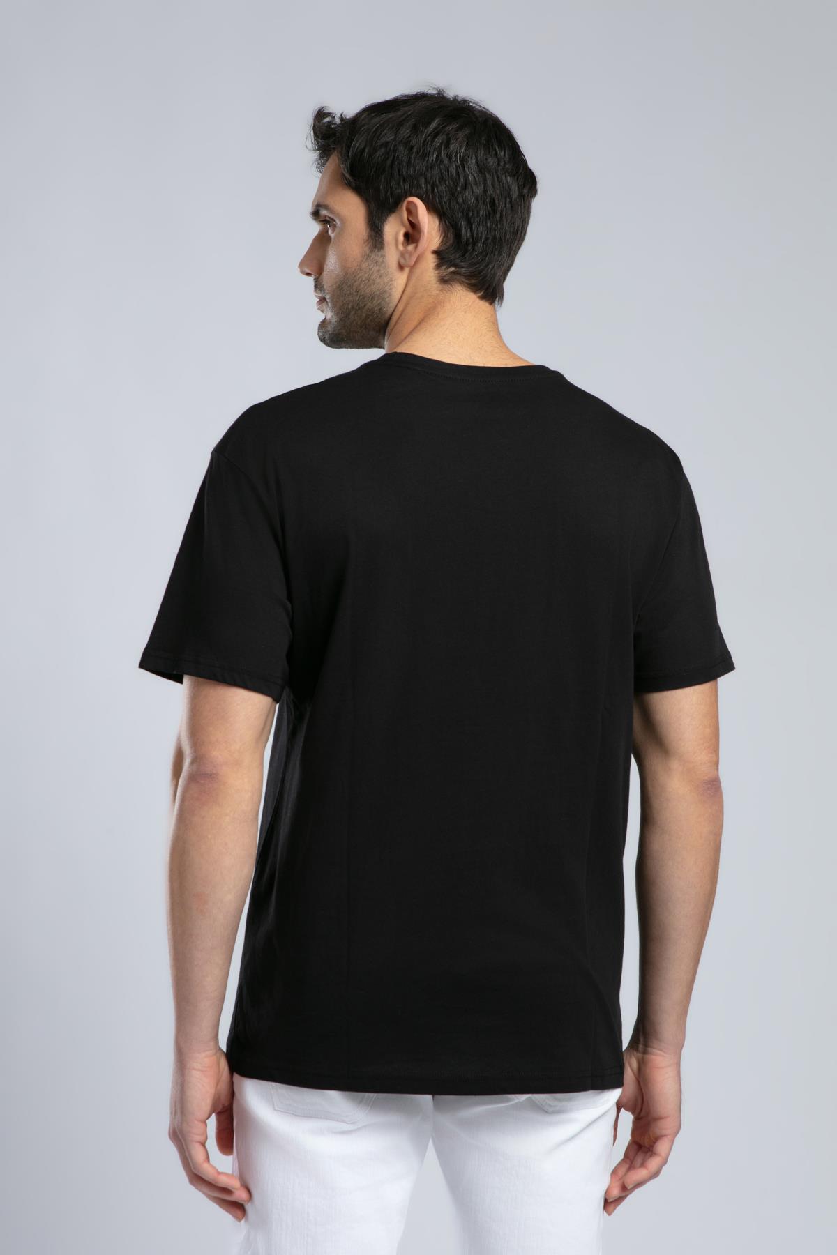 Aylex Erkek %100 Pamuk O Yaka T-Shirt Siyah