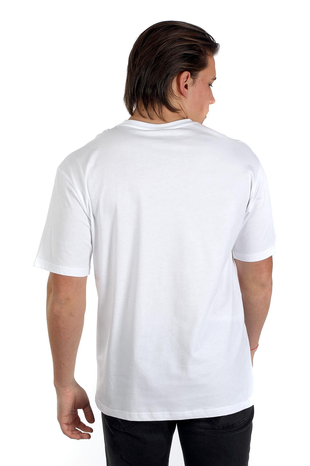 Aylex Erkek %100 Pamuk O Yaka T-Shirt Beyaz