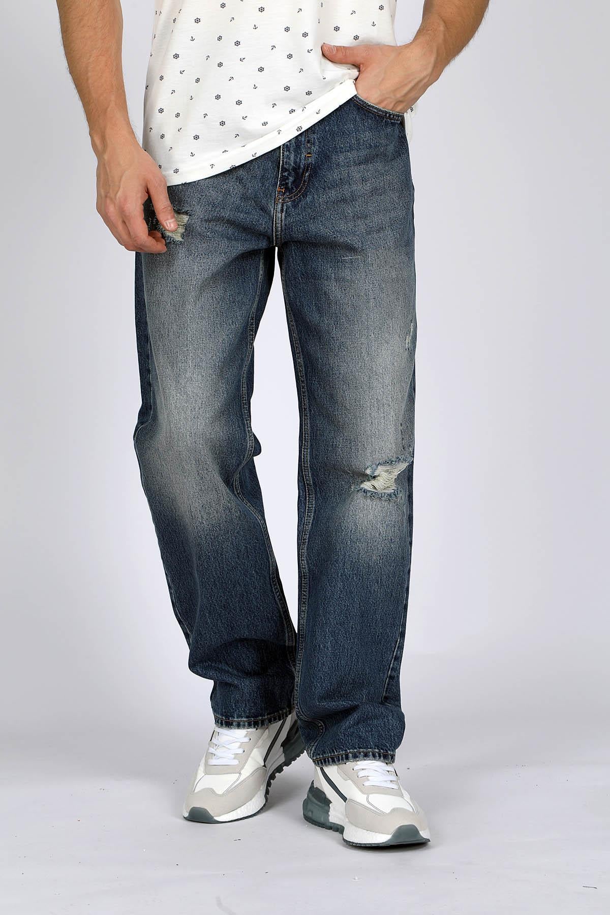 Baggy Erkek Jean Pantolon Mıd Blue