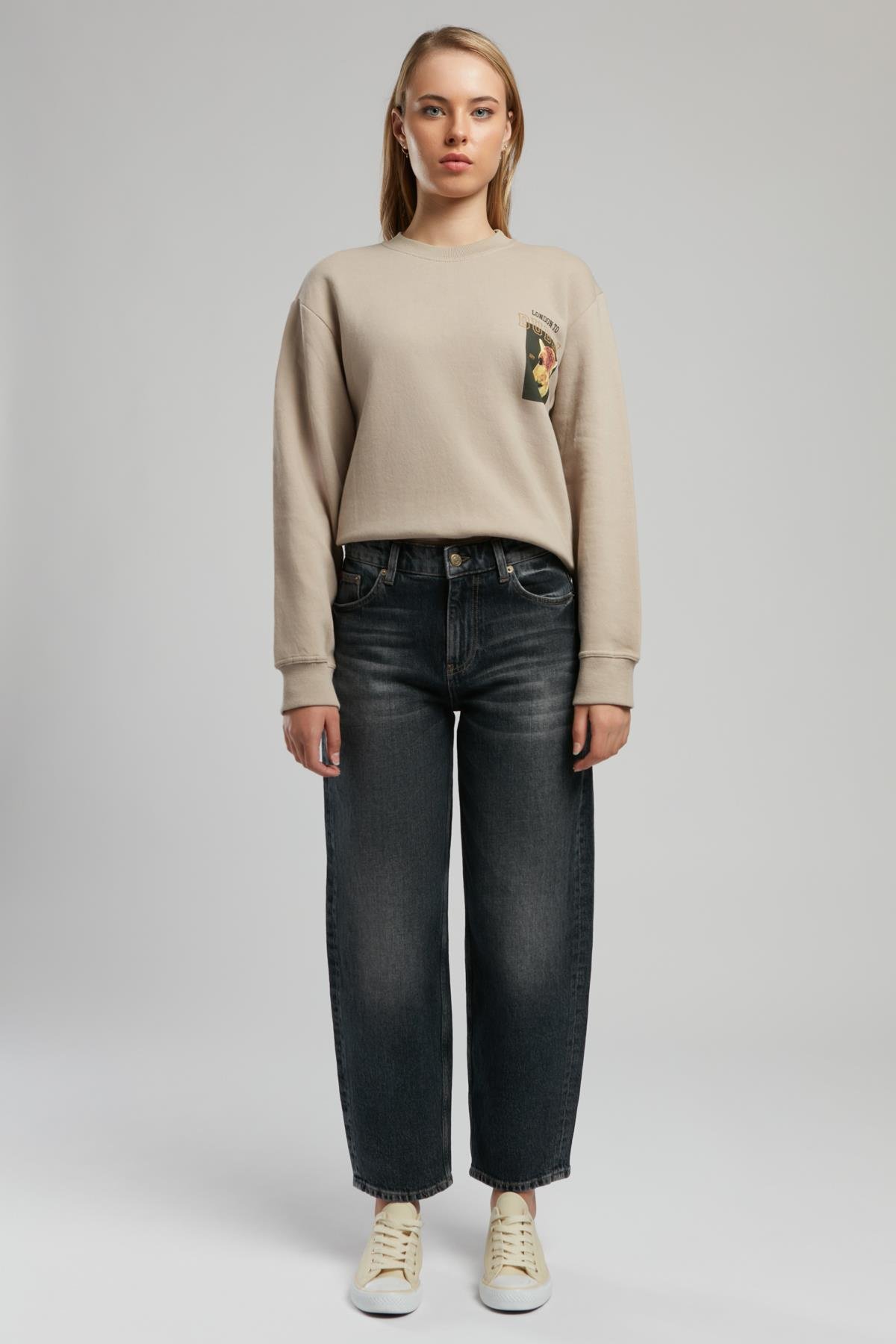 Balloon Yüksek Bel Bol Kesim Daralan Paça Francesca Mbk Kadın Jean Pantolon