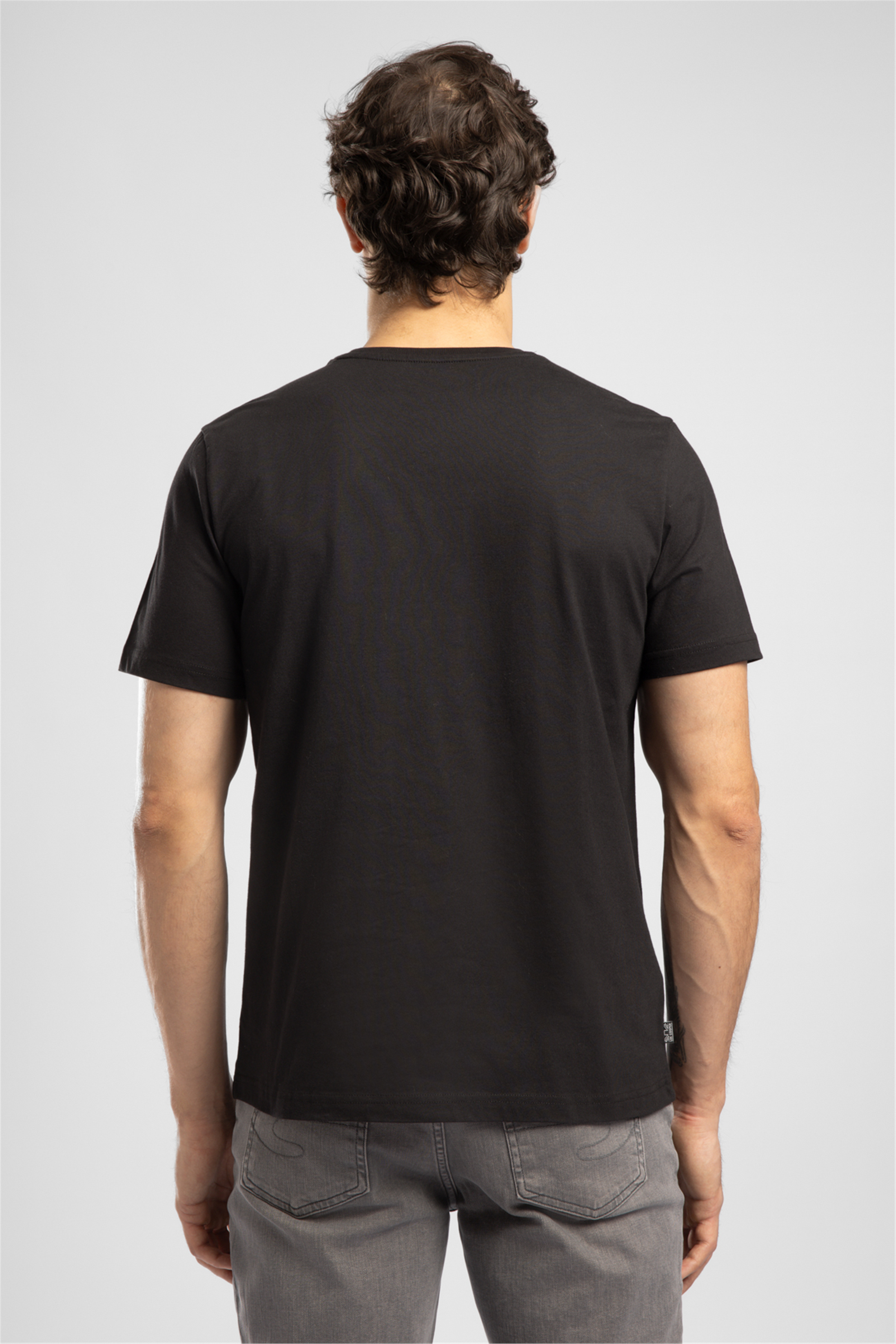 Baselo Erkek Regular Fit %100 Pamuk Basic Bisiklet Yaka T-Shirt Siyah