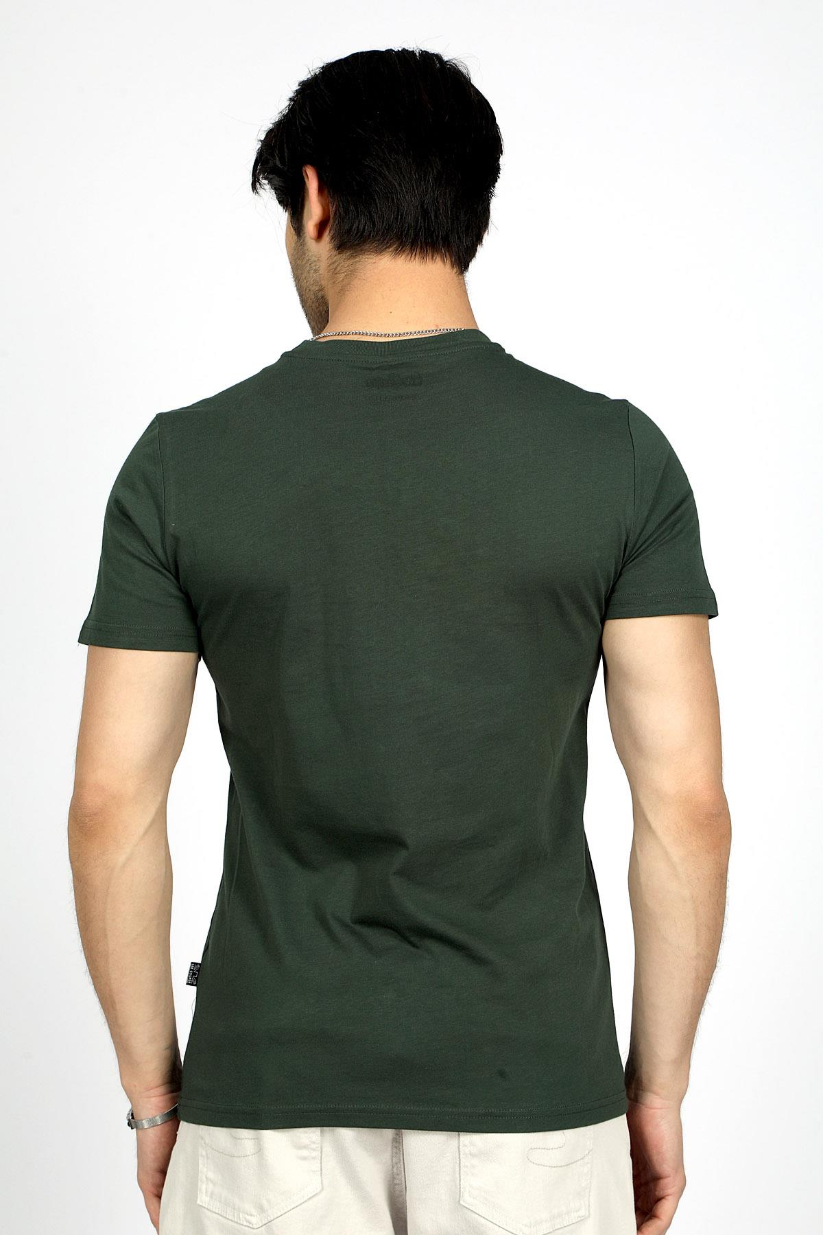 Baselo Erkek %100 Pamuk O Yaka T-Shirt Zümrüt Yeşili