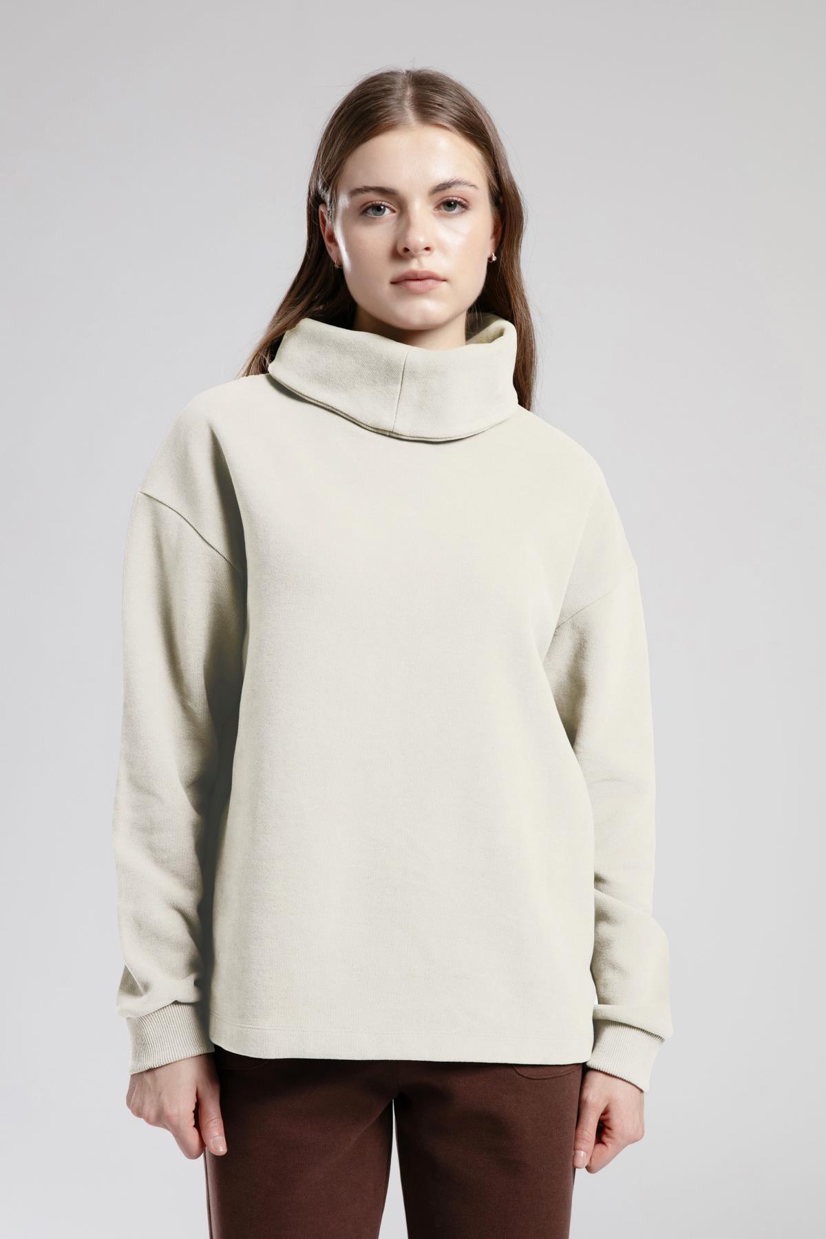 Beckıe Kadın Balıkçı Yaka Sweatshirt Ekru