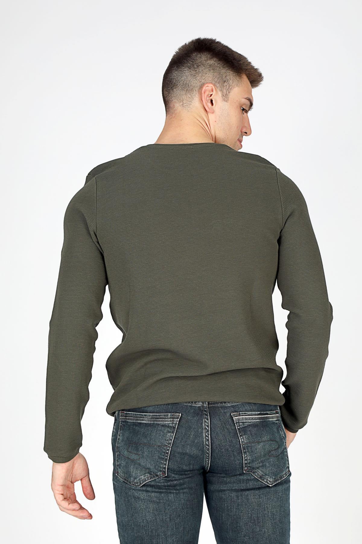 Ben Erkek %100 Pamuk O Yaka Sweatshirt Haki