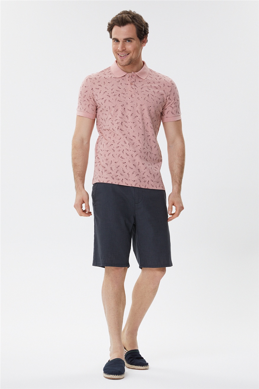 Bernard Erkek %100 Pamuk Polo Yaka T-Shirt Gül Kurusu