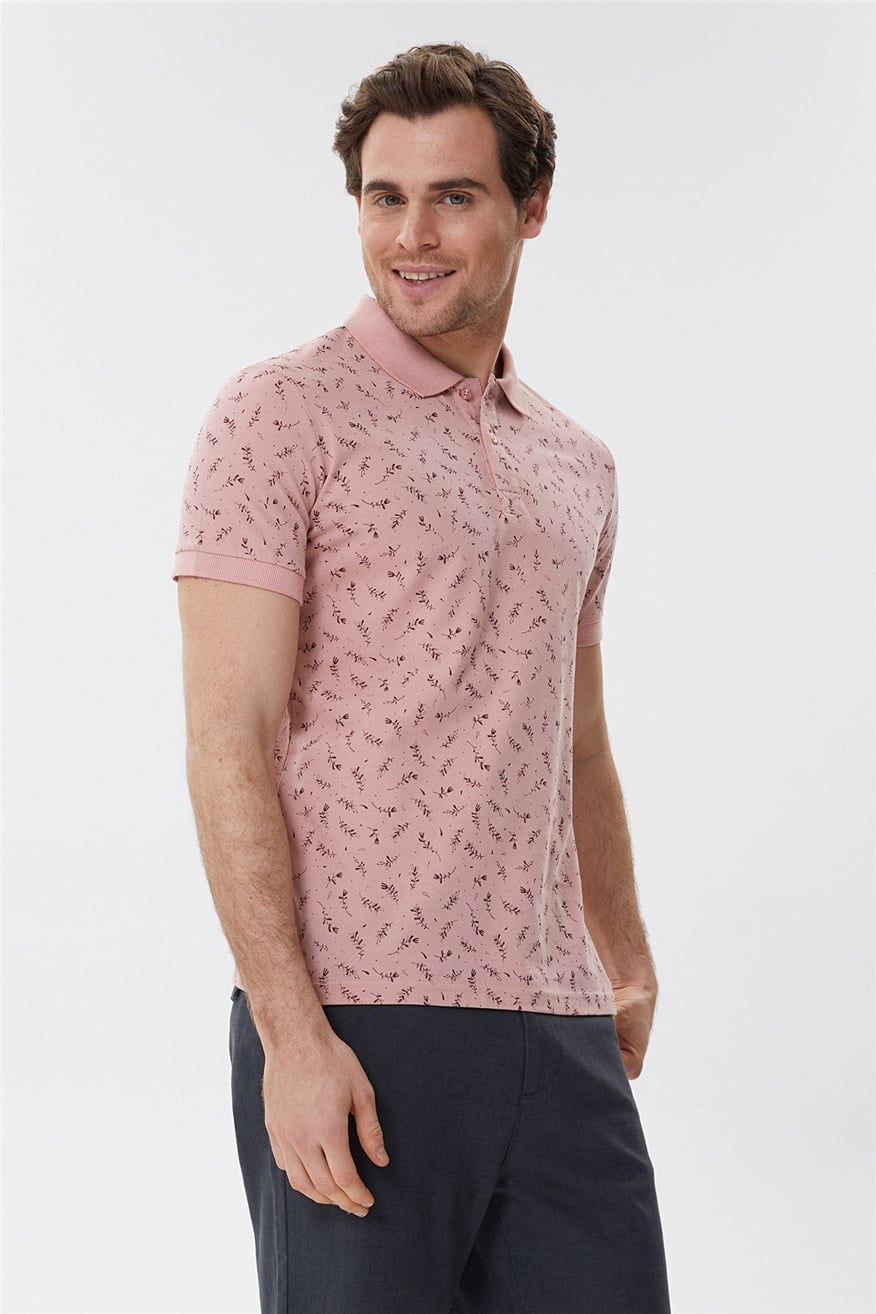 Bernard Erkek %100 Pamuk Polo Yaka T-Shirt Gül Kurusu