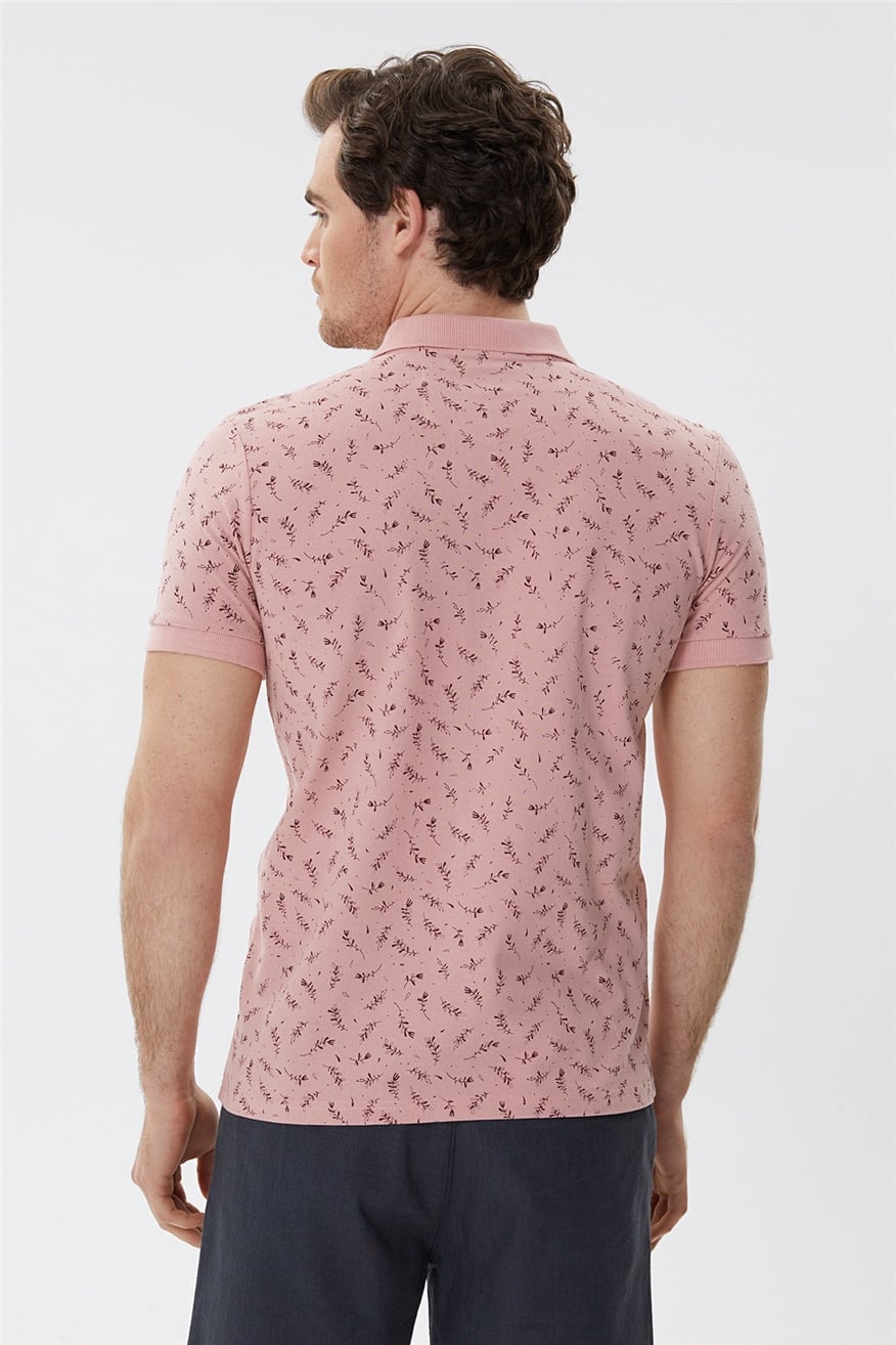 Bernard Erkek %100 Pamuk Polo Yaka T-Shirt Gül Kurusu