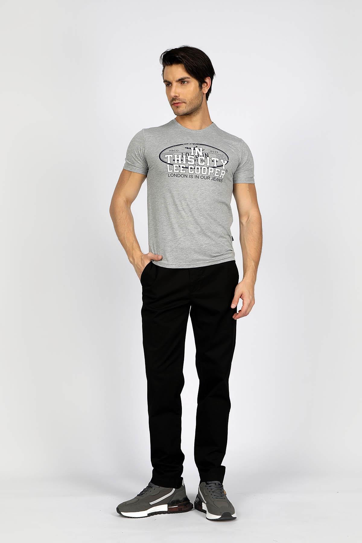 Bernt Erkek %100 Pamuk O Yaka T-Shirt Gri Melanj