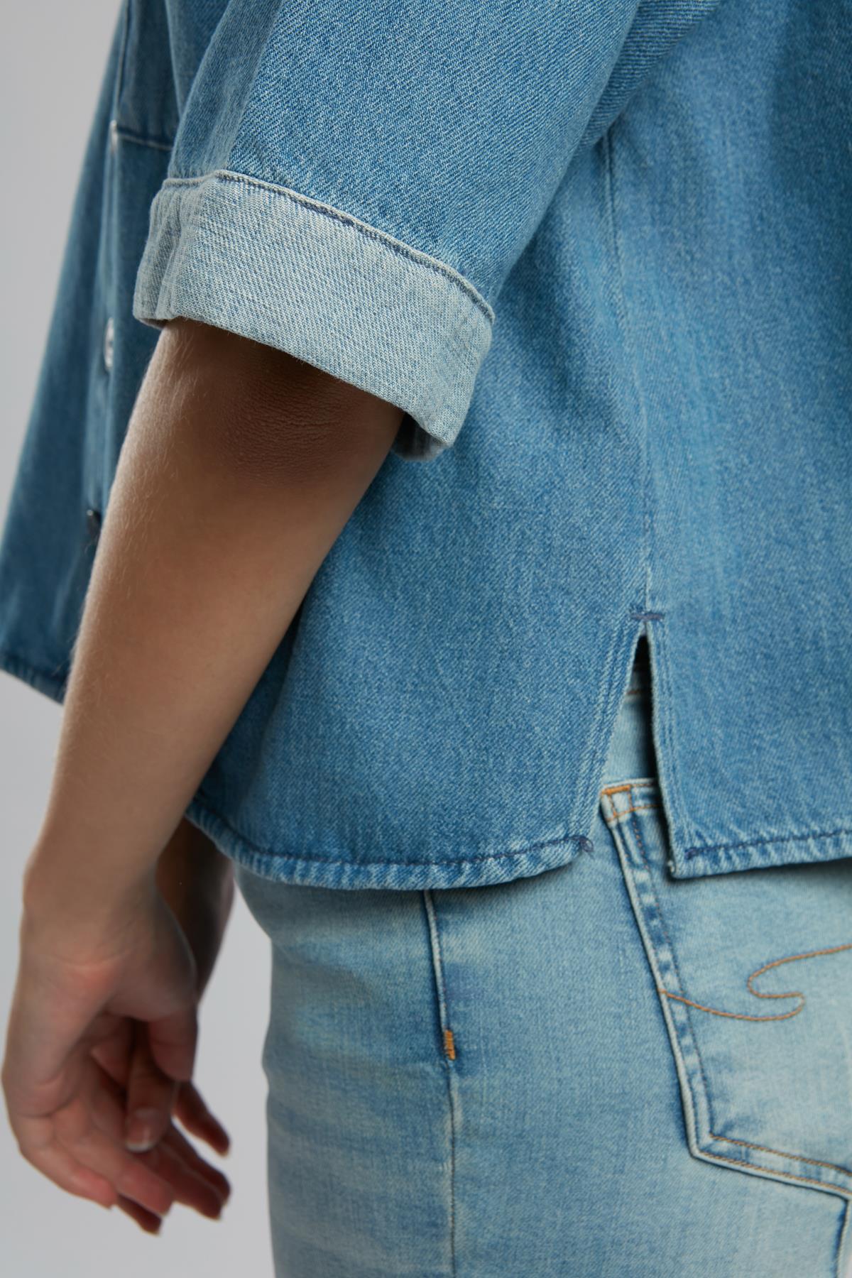 Boho Kadın Jean Gömlek Denim