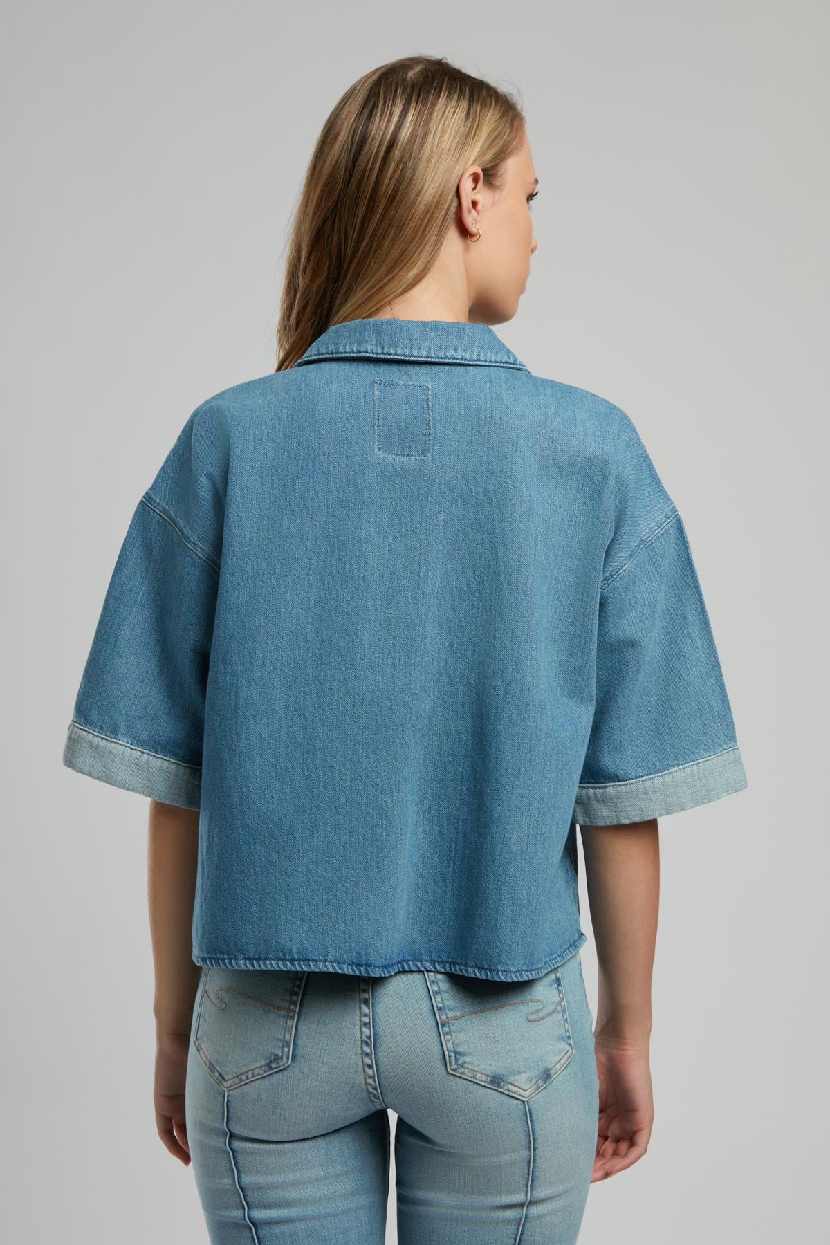 Boho Kadın Jean Gömlek Denim