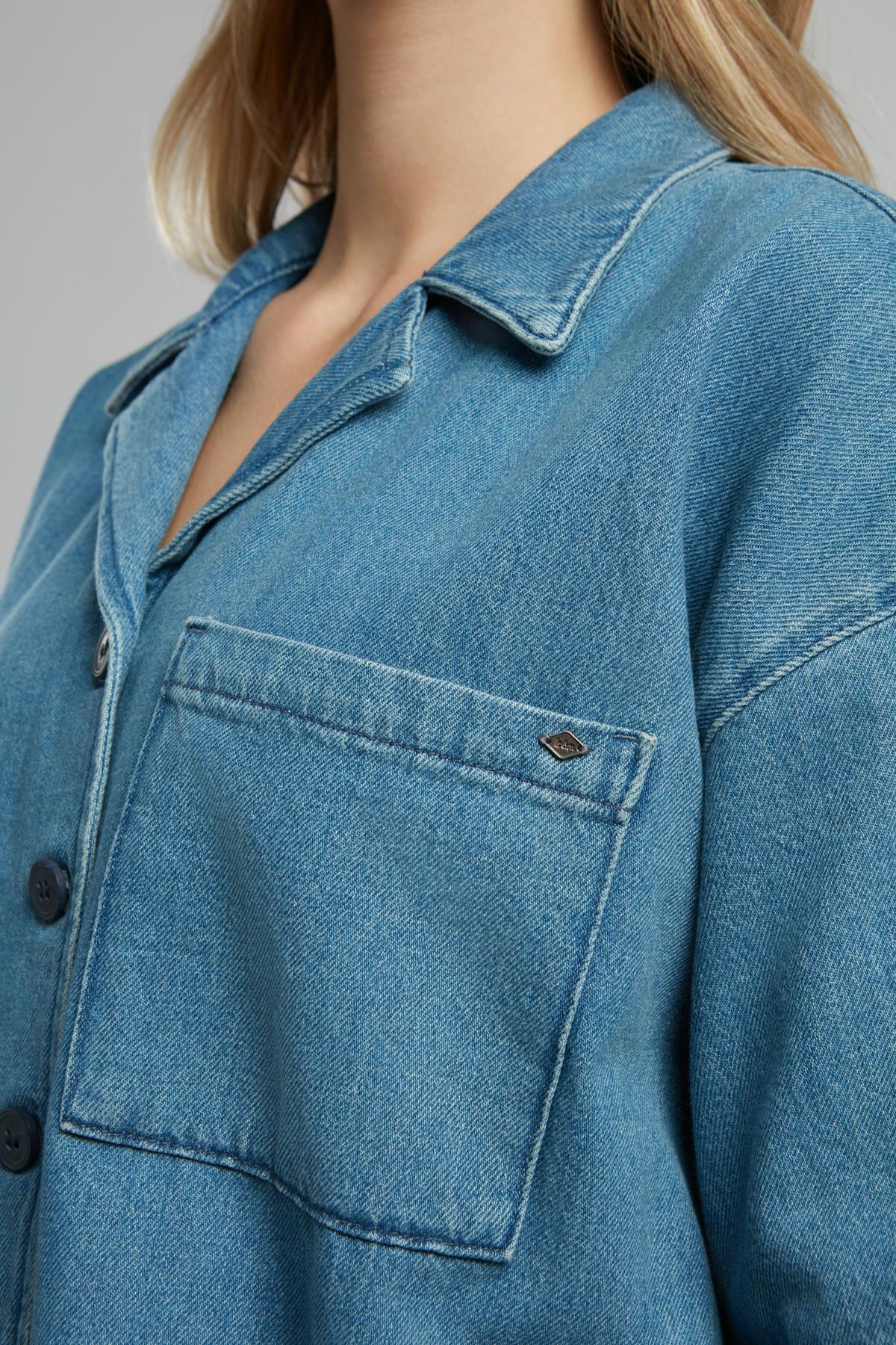 Boho Kadın Jean Gömlek Denim