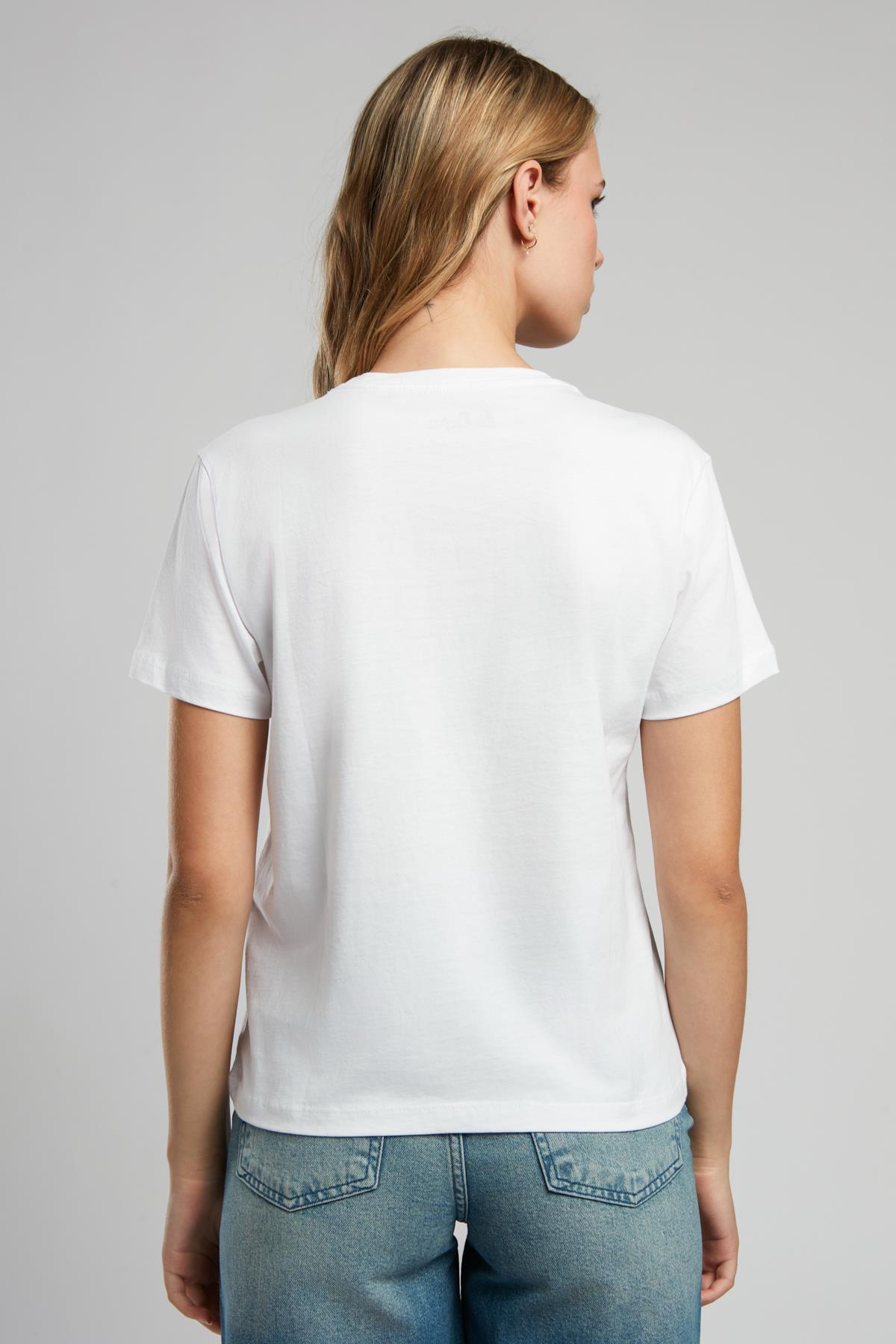 Brighton Kadın %100 Pamuk O Yaka T-Shirt Beyaz-Y