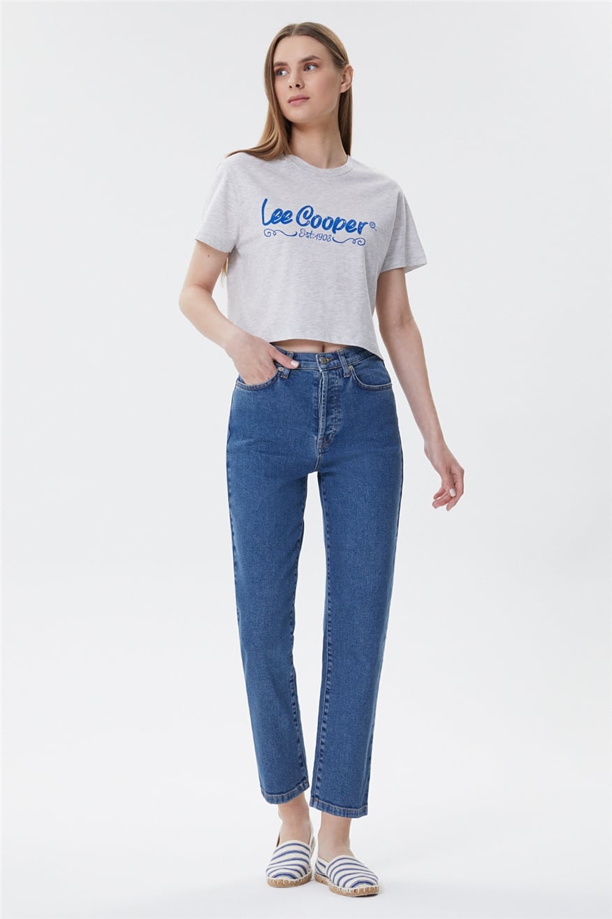 Britney Kadın O Yaka T-Shirt Gri Melanj