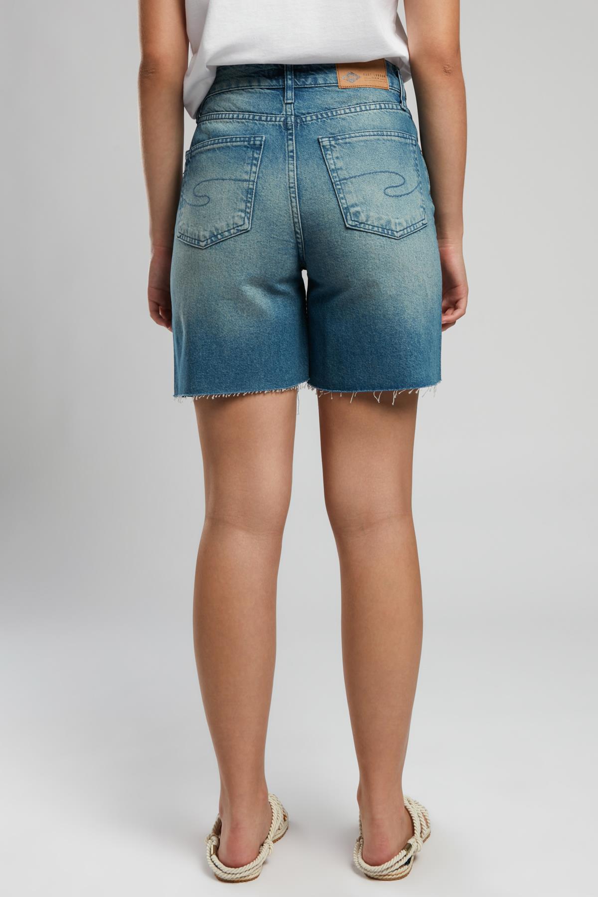 Bund 1 Kadın %100 Pamuk Jean Şort Denim