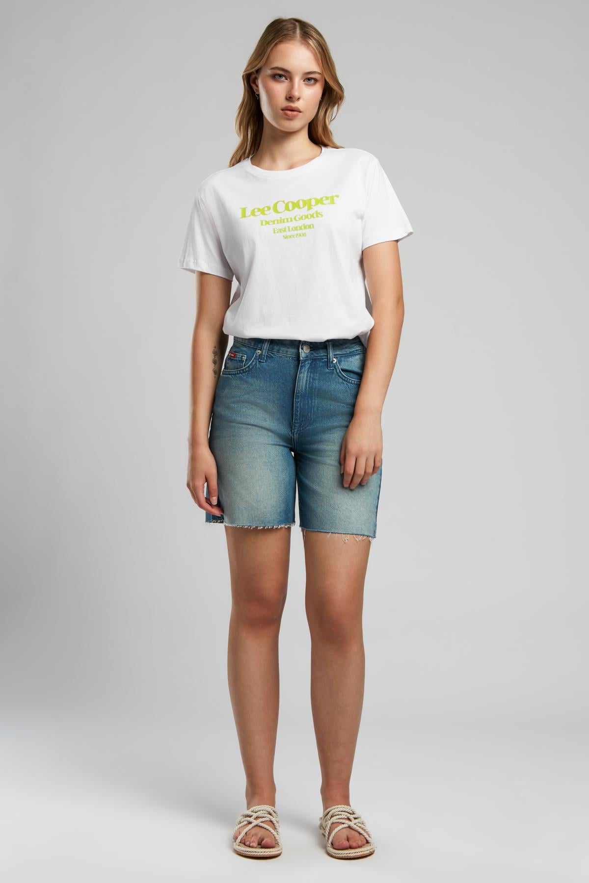 Bund 1 Kadın %100 Pamuk Jean Şort Denim