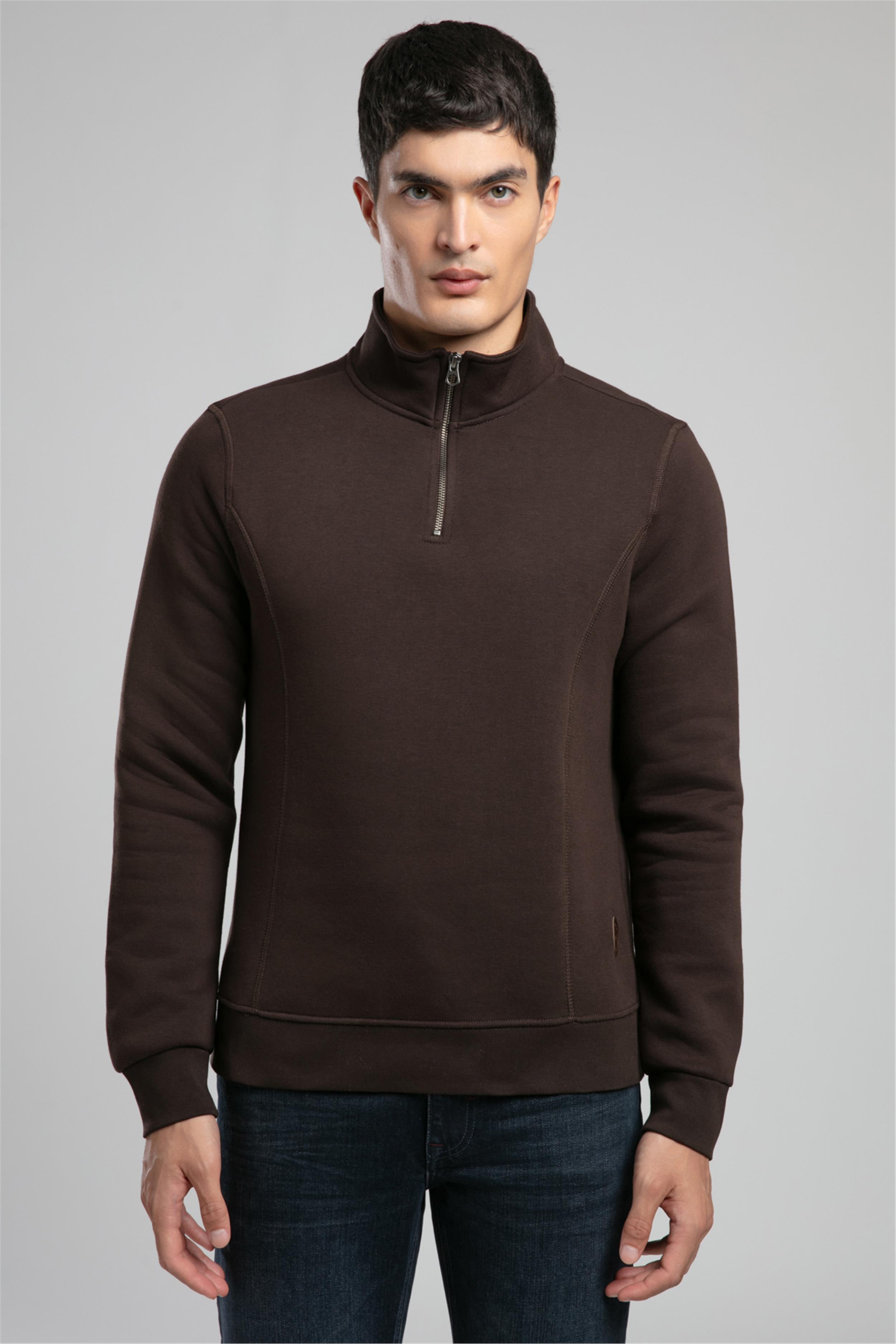 Ceaser Erkek Dik Yaka Sweatshirt Kahve