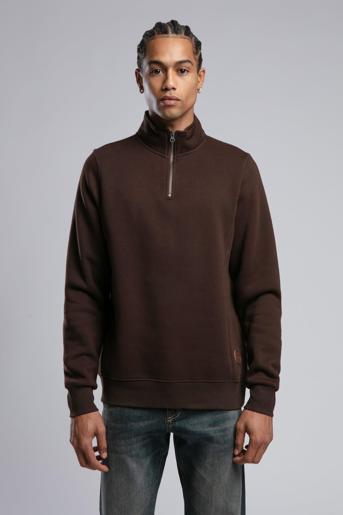 Ceaser Erkek Dik Yaka Sweatshirt Kahverengi